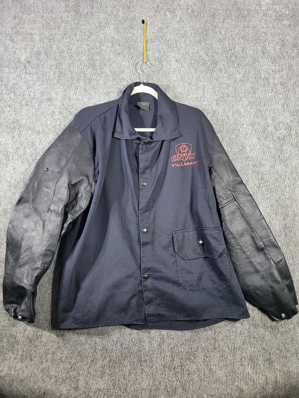 Tillman Onyx 9230 Welding Jacket XL Black FR Cotton Cowhide Leather Sleeves